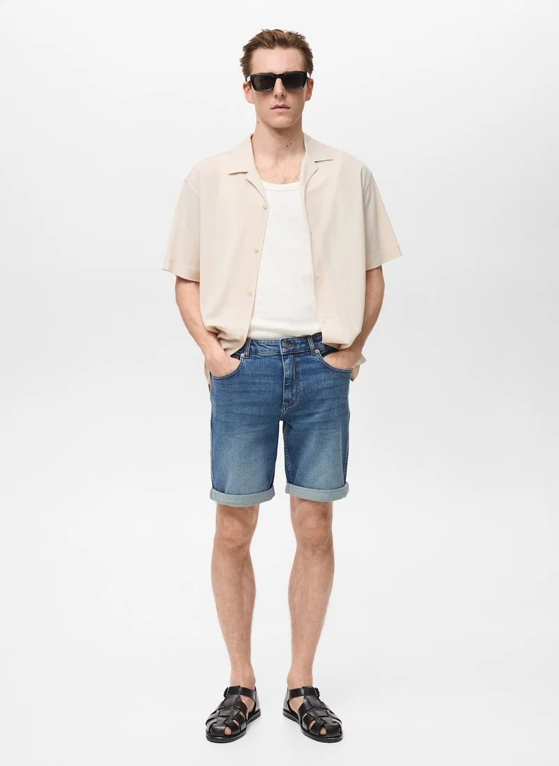Mango Man  slim fit denim bermuda shorts for Men | Best Price UAE